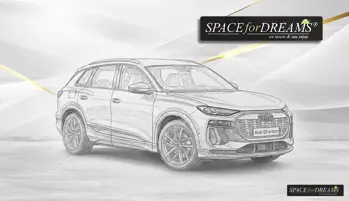 Das beige Auto Bett passt sich dem edlen Interieur des Audi Q6 etron an und revolutioniert das komfortable Camping.